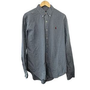 Ralph Lauren Blue Check Classic Fit Long Sleeve Button Down Shirt Men's Large